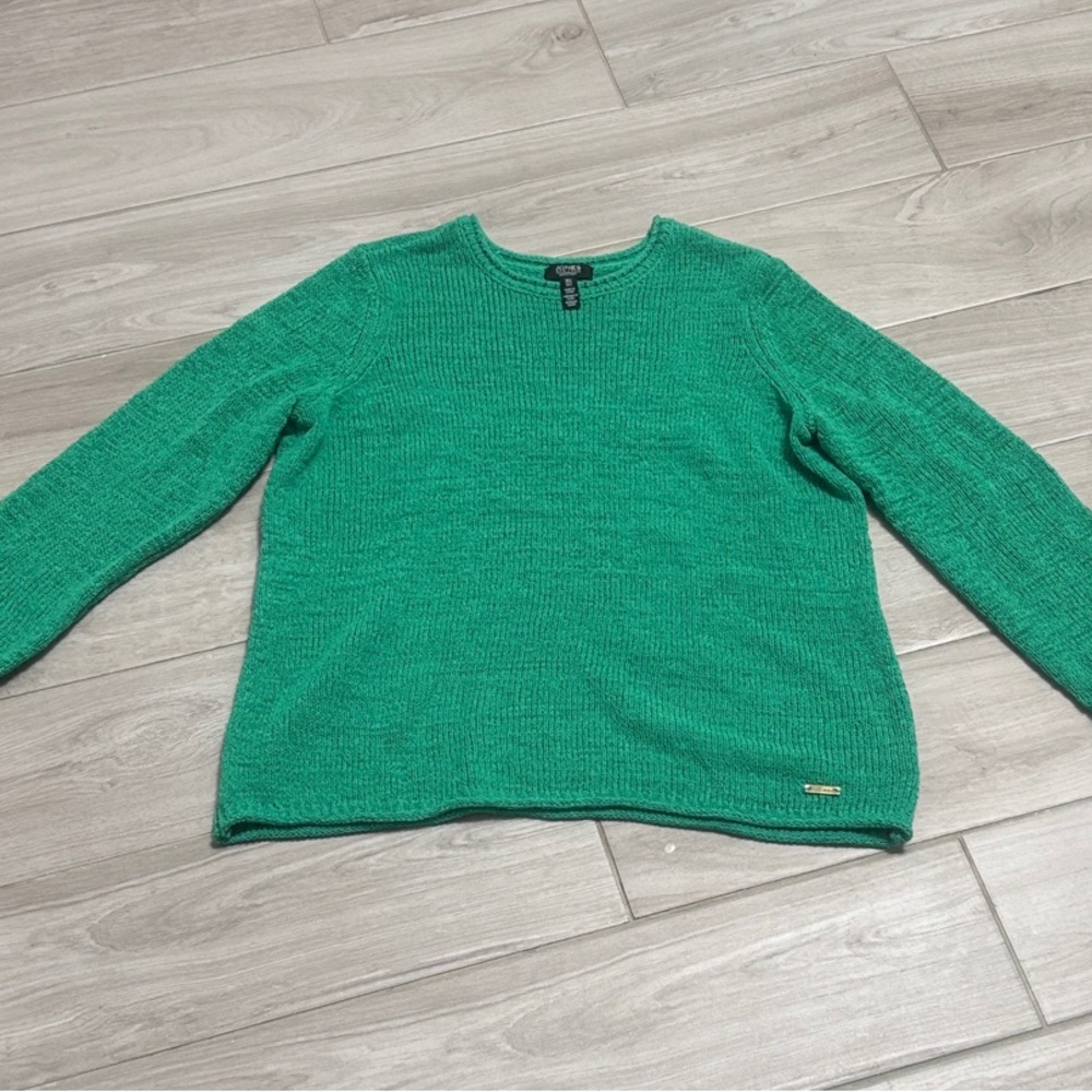 Jones New York Vibrant Green Crew Neck Sweater - Picture 3 of 10